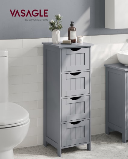 Meuble De Salle De Bain Mural Mercer – Armoire à Pharmacie Avec étagère Ouverte, Finition Grise Et Poignées Laiton – Rangement élégant Et Pratique - 9