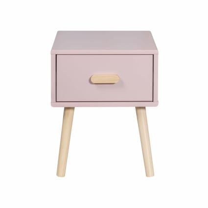 Table de chevet pour enfants rose avec 1 tiroir