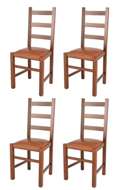 Set sedie struttura noce chiaro e seduta imbottita cuoio Rustica