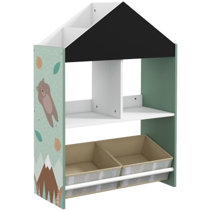 Scaffale Giocattoli Bambini Con 9 Scatole Blu - Organizer 3 Ripiani Per Camera, Asilo Nido, Tema Dinosauri