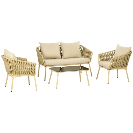 Outsunny Divanetto In Rattan Bianco Cucina Da Esterno Outsunny Set