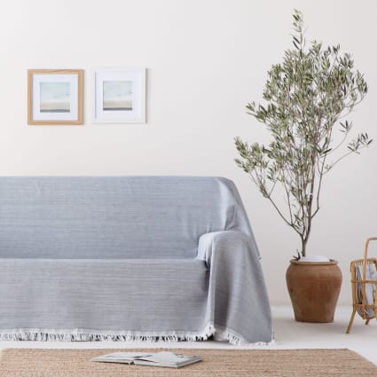 Tagesdecke Wabenmuster aus Baumwolle, Grau 230x280cm Lisos