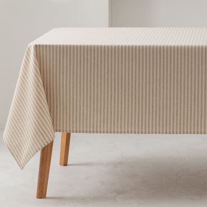 ATsense Nappe de table, Nappe Beige, Nappe en aspect lin - 100% coton lavé, rectangulaire, 140x140 cm