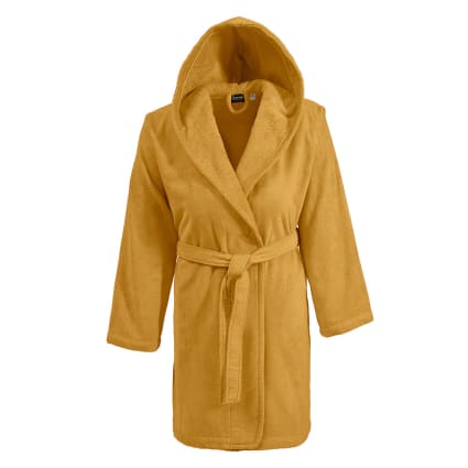 Peignoir court à capuche velours caramel XS