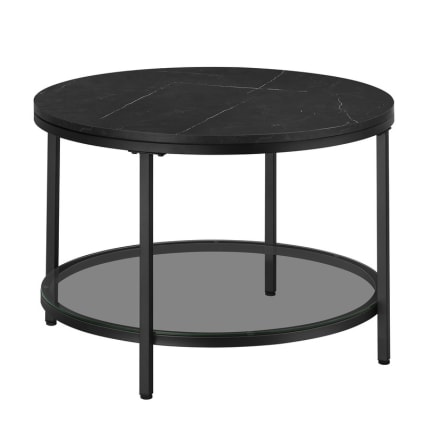 Table Basse - VASAGLE - Façon Marbre - Support en Verre Trempé - Blanc