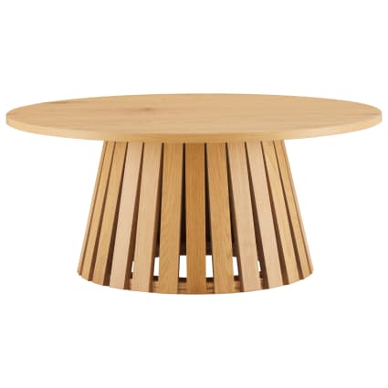 Tavolino Da Caffè Rotondo MODERION – Doppio Strato In Legno Massiccio E Acciaio – 85x85x45,5 Cm – Colore Rovere Naturale