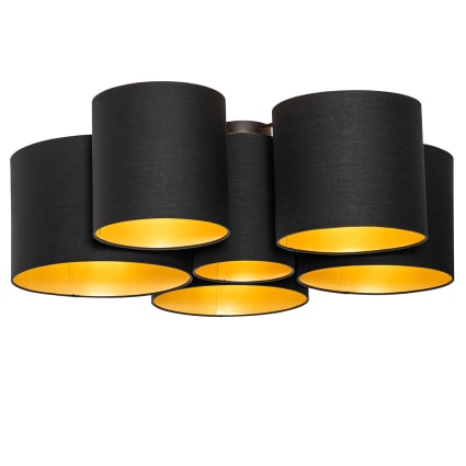 Arcchio Suspension LED Albiona, noir, 3 anneaux, 80 cm, Suspension