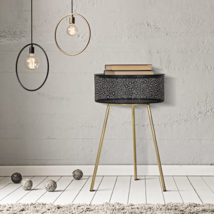 Table basse en métal noir et doré Ø cm 40x65 Blacky | Maisons du Monde