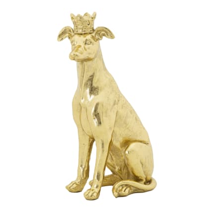 Statua Decorativa Cane Seduto In Poliresina Verniciata - Design Moderno Laccato Giallo/Rosso - 27x27x28 Cm - Prodotto Francese Dipinto A Mano - 3