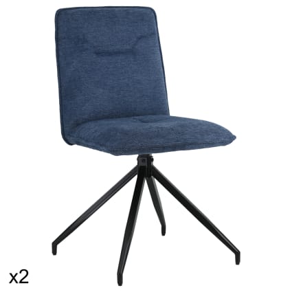 Lot De 2 Chaises Scandinaves Sara Motifs Patchworks Bleus - Chaise