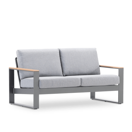 Divano giardino posti alluminio antracite e braccioli effetto