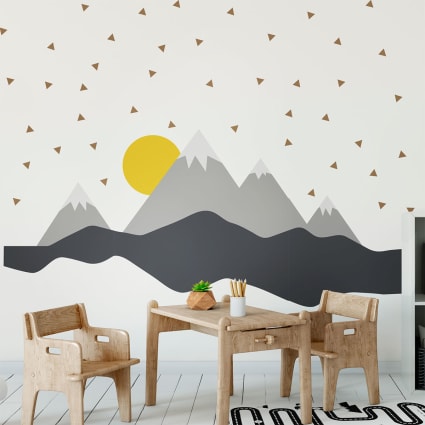 Papier Peint Adhésif 3D – Montagne Grise – N01004 – Amovible
