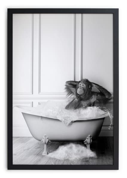 Cadre Toile Tableau Lin - Motif Baignoire Vintage Salle De Bain - 38 X 38 Cm - Style Rétro - Neuf
