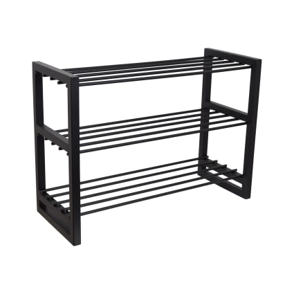 Doppel-Schuhregal aus Metall, 70x50x28 cm, Schwarz