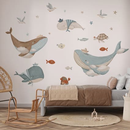 Adesivo Murale Mappamondo DECOWALL Per Cameretta – Versione Tedesca, Decorazione Parete Bambini, Vinile Opaco, Removibile