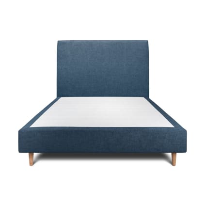 Cadre de lit avec tête de lit Bleu 160x200 Tissu - Leroy Merlin