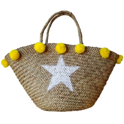 Borsa da spiaggia in giunco marino con nappe gialle Maisons du Monde