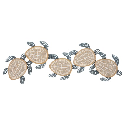 WoGuangis Targa da parete in metallo con tartaruga marina, stile vintage retrò, decorazione da parete in metallo con acquarello, onde, veliero, nautico, spiaggia, casa, per camera da letto, 30,5 x