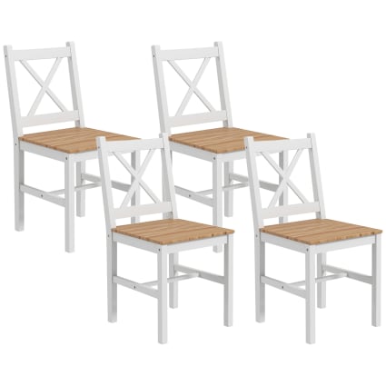 Sedie da pranzo in legno vintage (set da 4): schienale rustico a scala, sedute da cucina in stile fattoria - Italia