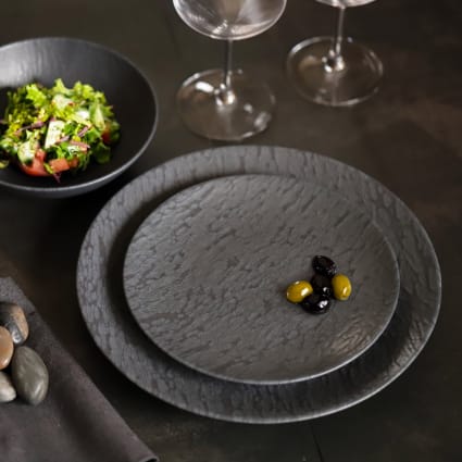 6 salat- und pastateller aus Steingut, Granit Mica