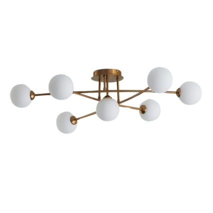 Lustre Italien En Laiton Avec Fleurs En Verre De Murano De Couleur Blanche Et Rose