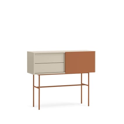 CONSOLLE 2 CASSETTI LACCATA BIANCO TAVOLINO LEGNO INGRESSO L