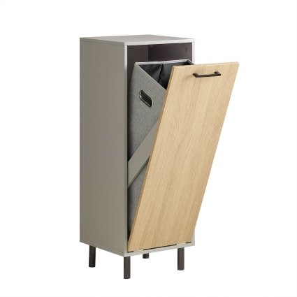 Wscheschrank mit ausklappbarem Wschesack Holz Metall Naturgrau | Maisons  du Monde