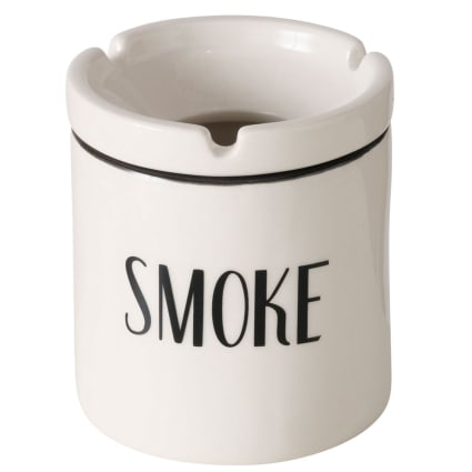 Cendrier Tatoué Portacenere In Ceramica Fatto A Mano – Modello Medio (diam. 12 Cm, H 8 Cm) Colore Beige, Con Coperchio