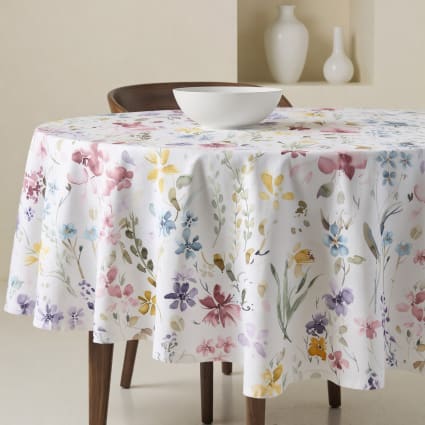 Runde Fleckenschutz-Tischdecke 100 % Baumwolle Mehrfarbig 190 cm Colmar