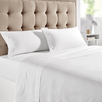 Drap-housse 135x200 Cm 100% Coton - Profondeur 30 Cm, Beige, Respirant, élastique Tout Contour, Certifié Oeko-Tex