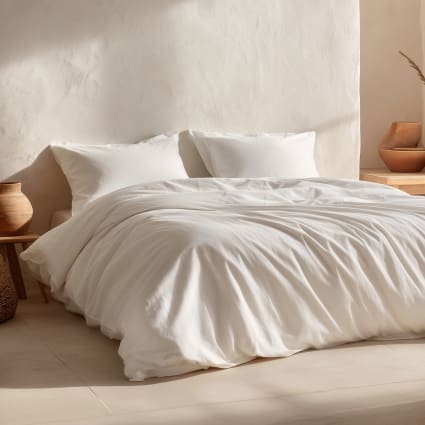 Juego funda nórdica 100% algodón 180x220 cm cama 100/105 cm blanco