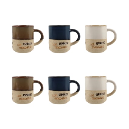 Lot De 6 Tasses à Café En Porcelaine LA - Multicolores Modernes Avec Soucoupes