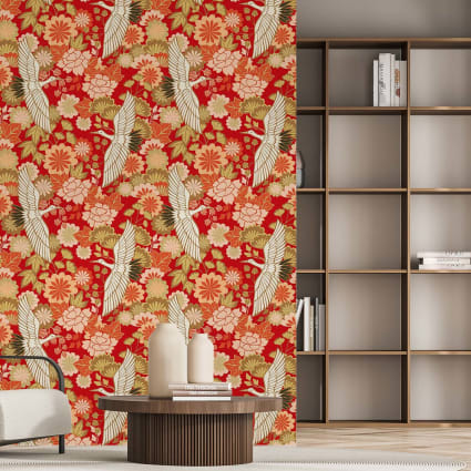 Carta da parati gru bianche giapponesi 156x270cm Maisons du Monde