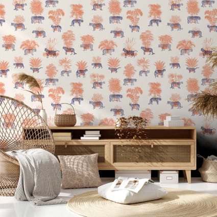 Carta da parati tigre in toile de jouy 208x270cm Maisons du Monde