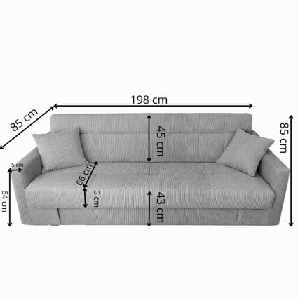Sofa zum Ausziehen mit Stauraum aus dunkelgrauem Stoff für 3 Personen Adare