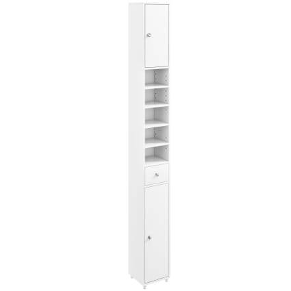 Badezimmerschrank schmal aus Holz 20 x 20 x 180 cm, Weiß