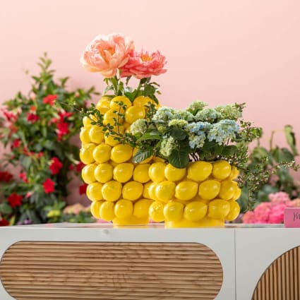 Vase mit Zitronen aus Porzellan, gelb, H40cm Lemon juice