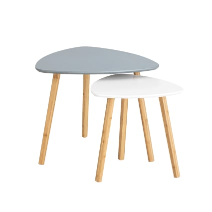 Set di tavolini bassi da salotto in bambù Grigio Maisons du Monde