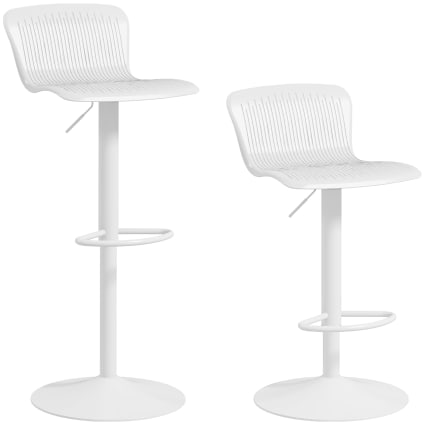 HOMCOM Set 2 Sgabelli Da Bar Girevoli Con Altezza Regolabile Rivestimento Similpelle E Base Rotonda 51 5x57 5x93 114 5cm Bianco 84295935