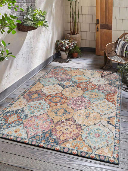 Moderner In-& Outdoor Teppich, Mehrfarbig, 120 cm, Rund Palma