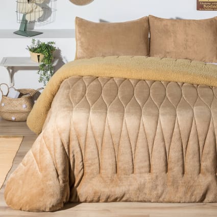 Edredón borreguito geométrico cobre cama 180cm Maisons du Monde