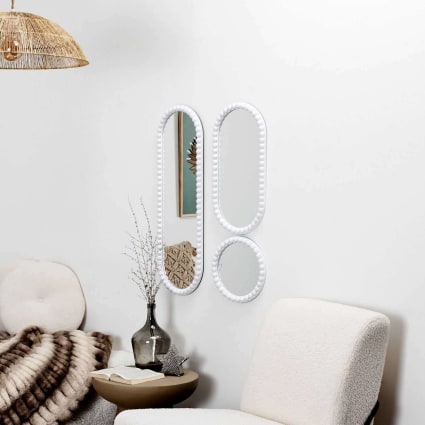 Lot De 3 Miroirs Muraux Ronds Travis – Noirs, Tailles Différentes – Style Moderne – Neuf