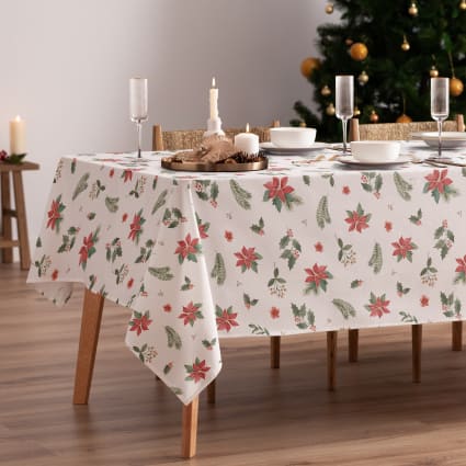 Weihnachts-Baumwolltischdecke mit mehrblättrigem Muster 155x155 cm Lou multicolor