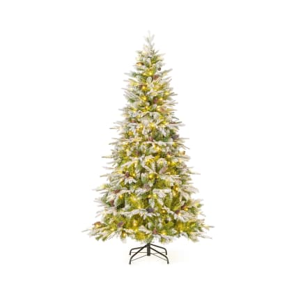 Sapin De Noël Artificiel 90 Cm Avec Lumières LED - Lot De 2 - Baies, Flocons, Effet Neige - Minuterie Incluse
