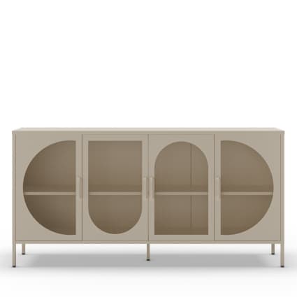 Buffet blanc moderne en MDF avec poignées en alliage de zinc et pieds en acier – Meuble de rangement élégant pour salon, chambre et entrée | Leroy Merlin