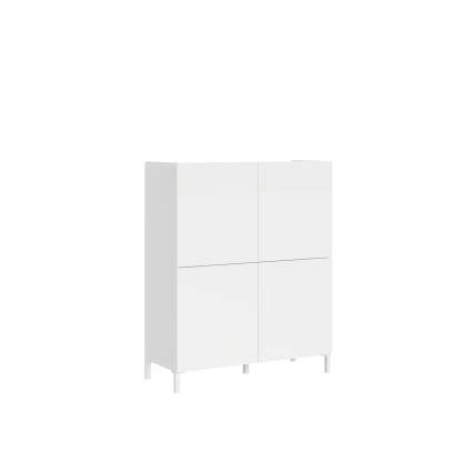 Highboard 4 Türen 90x35x110 cm, glänzendes Weiß Solaria
