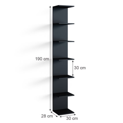Wandregal Schwarz 30x190cm