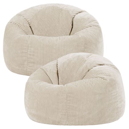 VENTE-UNIQUE - Pouf In Velluto A Coste Beige - Tirono
