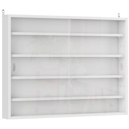 Vetrina Espositiva A Muro 4 Ripiani - Bacheca Vetro Per Collezioni 80x60 Cm