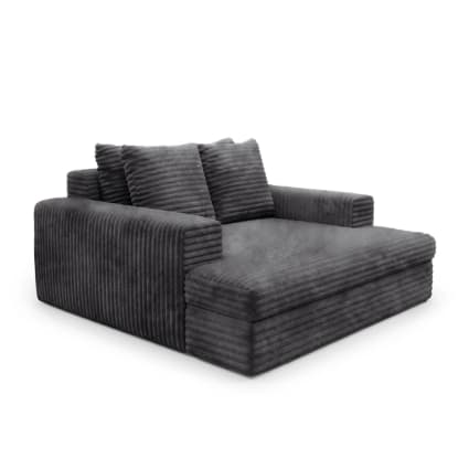 Canapé 2 Places Convertible En Velours Côtelé - 127 Cm - Gris Foncé - Azkoeesy